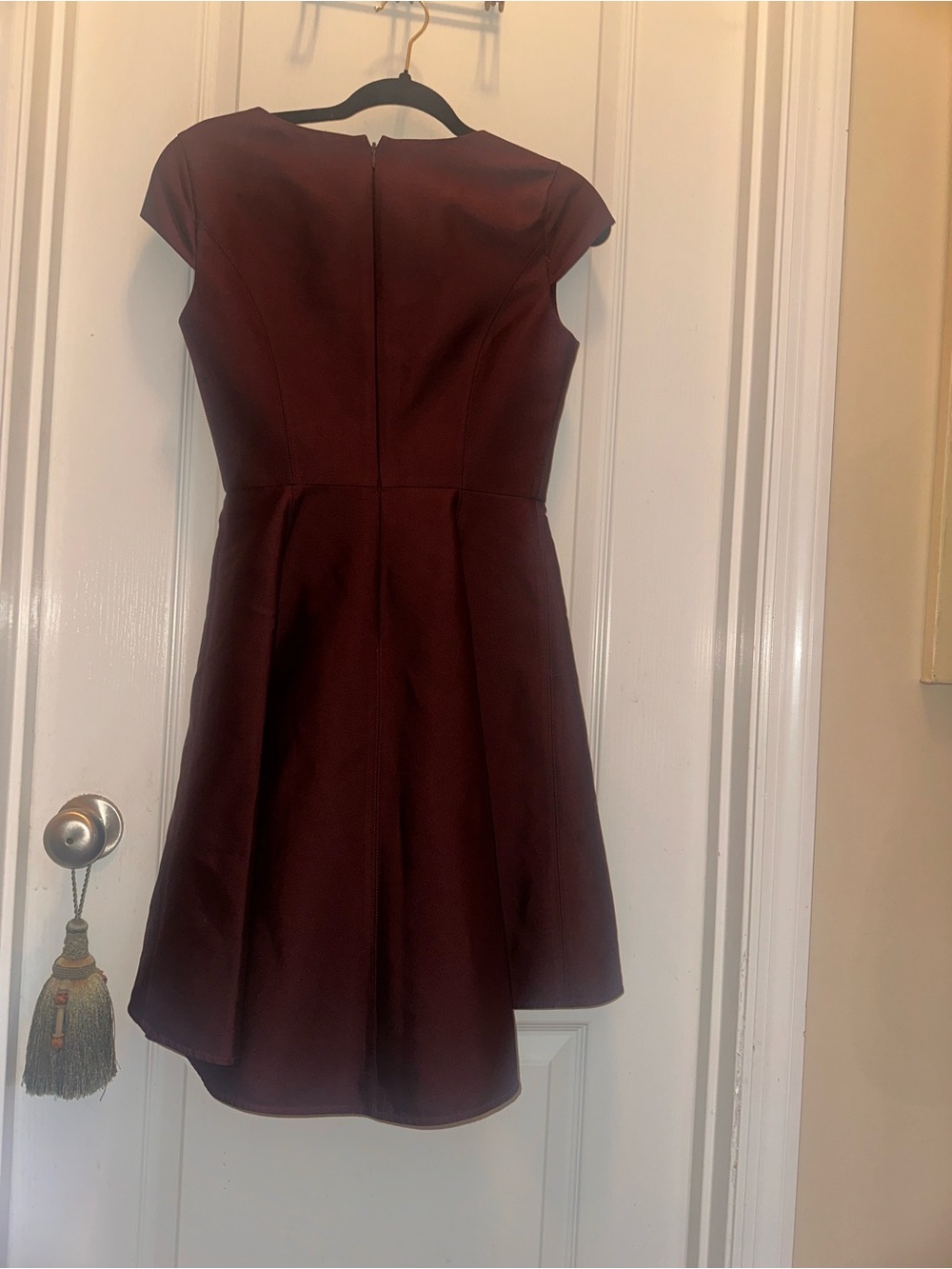 Halston Heritage Burgundy Cap-Sleeve Fit-and-Flare Mini Dress